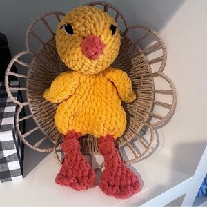 Crochet Duck Lovey with Embroidered Eyes Handmade by Petunias Plushie Patch, New